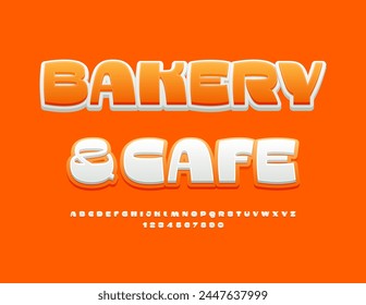 Vector creative poster Cake and Coffee. Trendy Unique Font. Artistic Alphabet Letters and Numbers set.