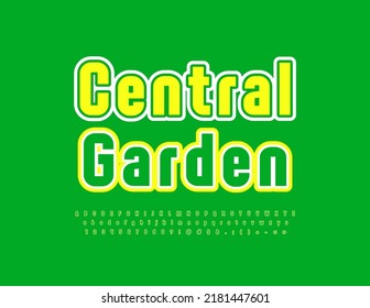 Vector creative poster Central Garden. Elegant modern Font. Artistic Alphabet Letters and Numbers set
