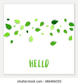 Vector creative poster with green scattered 3d leaves. Summer design. All isolated and layered