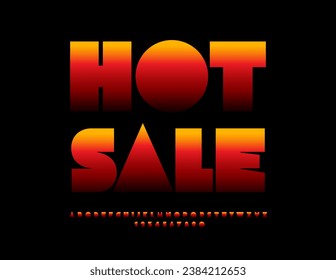 Vector creative Poster Hot Sale. Bright Flaming Font. Trendy Alphabet Letters and Numbers set