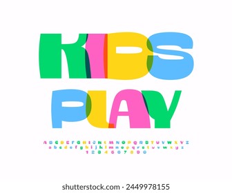 Vector creative poster Kids Play with Watercolor Font. Funky Alphabet Letters and Number set