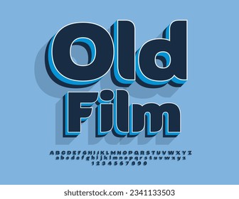 Vector creative Poster Old Film. Vintage style Font. Unique Stylish Alphabet Letters and Numbers. 