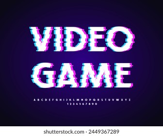 Vector creative poster Video Game. Bright Digital Font. Modern Alphabet Letters and Numbers set