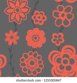 Vector creative retro flowers seamless  pattern