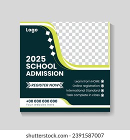 Vector creative school admission social media post.
