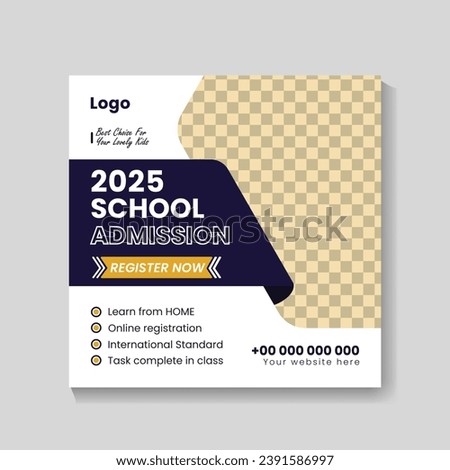 Vector creative school admission social media post.
