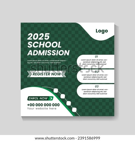 Vector creative school admission social media post.
