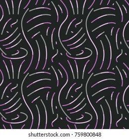 Vector creative seamless abstract pattern twisty lines on a dark background. Illusion. Pitchers