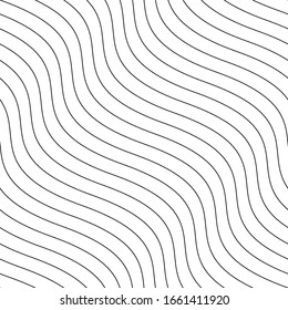 Vector creative seamless outline pattern. Striped endless wave texture. White repeatable minimalistic background with black wavy lines