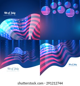 vector creative set of american independence day with creative style pattern 