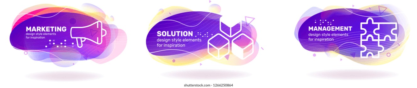 Vector creative set of business color shape illustration with text and icon on white background. Template abstract design for banner, presentation, print