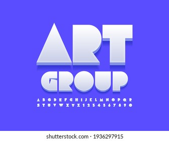 Sinal criativo vetorial Art Group. Fonte do estilo abstrato. Conjunto de Letras e Números de Alfabetos brancos