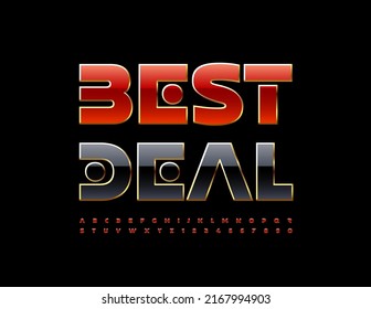 Vektorkreative Sign Best Deal. Stilvolle Rote Schrift. Modernes Alphabet-Letters- und Nummernset