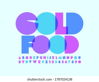 Vector creative sign Cold Food. Bright Abstract Font. Transparent Alphabet Letters and Numbers set