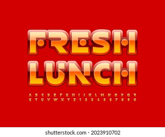 Signo creativo vectorial almuerzo fresco. Fuente moderna y brillante. Estilo abstracto Alfabeto Letras y números establecidos