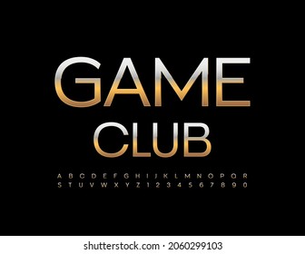 Vector creative Sign Game Club. Luxury Golden Alphabet Letters and Number. Elegant Slim Font.