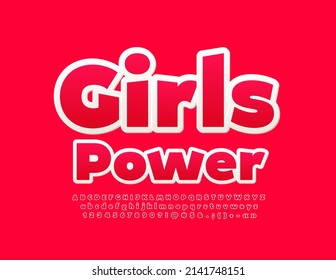 Vektorkreatives Zeichen Girls Power. Helle rote Schriftart.Modern Alphabet Letters and Numbers set