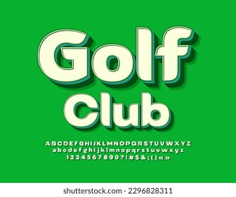 Vector creative sign Golf Club. Retro style Font. Artistic Alphabet Letters and Numbers