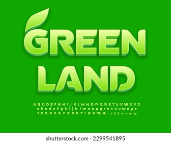 Signo creativo vectorial Tierra Verde. Fuente 3D brillante y elegante. Letras y números de alfabeto de moda