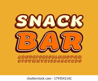 Vector creative sign Snack Bar. Retro style Font. Set of decorative Alphabet Letters and Numbers