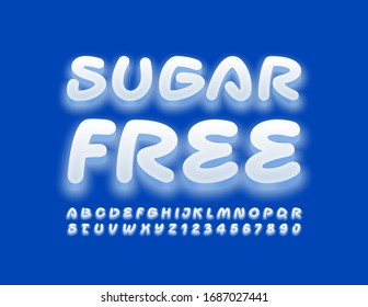 Vector creative sign Sugar Free with white glowing Font. Modern Alphabet Letters and Numbers