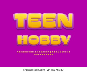 Vector creative sign Teen Club. Modern Bright Font. Artistic Alphabet Letters and Numbers.