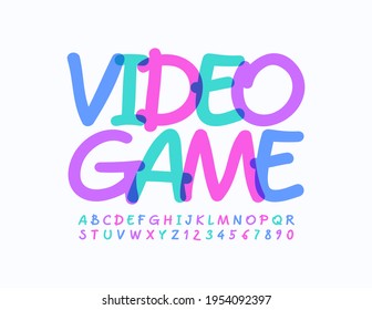 Vector creative sign Video Game. Artistic style Font. Handwritten Alphabet Letters and Numbers set