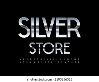 Vector creative Signboard Silver Modern Alphabet Letters and Numbers