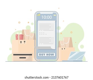Vector creative smartphone design, Shopping online with smartphone.