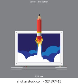 Vector creative start concept flat illustration. Project startup.