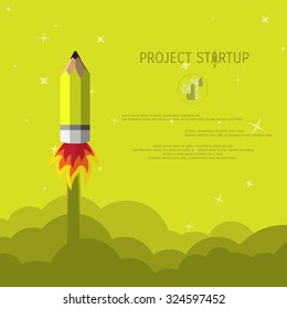 Vector creative start concept flat illustration. Project startup.