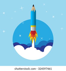 Vector creative start concept flat illustration. Project startup.