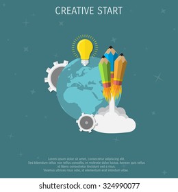 Vector creative start concept flat illustration. Project startup.