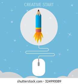 Vector creative start concept flat illustration. Project startup.