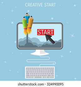 Vector creative start concept flat illustration. Project startup.