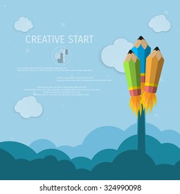 Vector creative start concept flat illustration. Project startup.