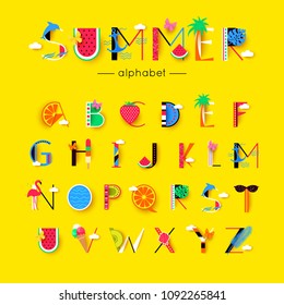 Vector Creative Summer Font And Alphabet