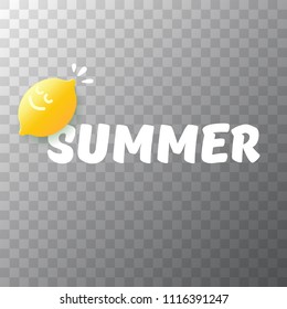 vector creative summer label or icon on isolated on transparent background. Summer fun concept background with fresh lemon