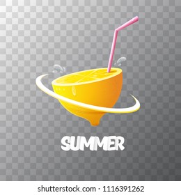 vector creative summer label or icon on isolated on transparent background. Summer fun concept background with fresh lemon