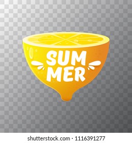 vector creative summer label or icon on isolated on transparent background. Summer fun concept background with fresh lemon