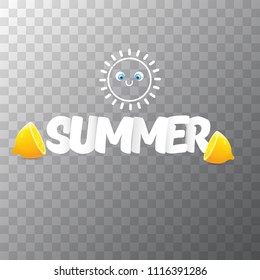 vector creative summer label or icon on isolated on transparent background. Summer fun concept background with fresh lemon