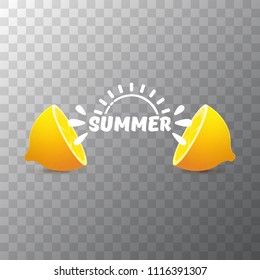 vector creative summer label or icon on isolated on transparent background. Summer fun concept background with fresh lemon