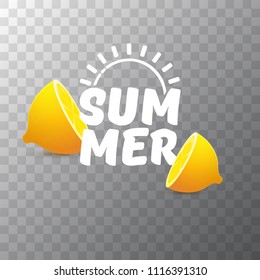 vector creative summer label or icon on isolated on transparent background. Summer fun concept background with fresh lemon