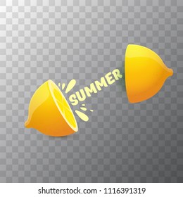 vector creative summer label or icon on isolated on transparent background. Summer fun concept background with fresh lemon