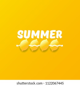 vector creative summer label or icon on orange background. Summer fun concept background with fresh lemon