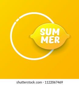 vector creative summer label or icon on orange background. Summer fun concept background with fresh lemon