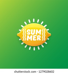 vector creative summer label or icon green background with lights. Summer fun concept background with fresh lemon