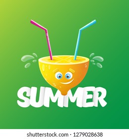vector creative summer label or icon green background with lights. Summer fun concept background with fresh lemon