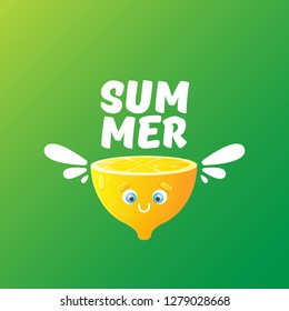 vector creative summer label or icon green background with lights. Summer fun concept background with fresh lemon