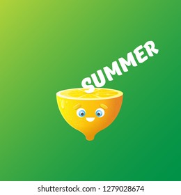 vector creative summer label or icon green background with lights. Summer fun concept background with fresh lemon